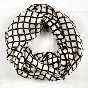 Kate spade neutral black and white check infinity scarf